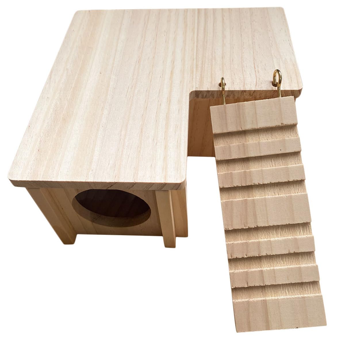 SOIMISS Cabaña de Hámster y Refugio para Roedores en Madera Natural Escalera y Cabina Modular Adecuado para Escape y Pintura DIY Apto para Roedores Pequeños como Hámsteres Jerbos y Ratones
