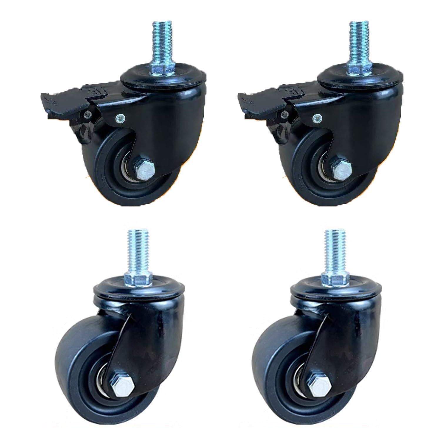 Roulettes pivotantes anti-rayures 75 mm en nylon robuste M20