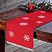 OurWarm Christmas Table Runner 16 x 72 Inch, Red Table Runner with White Snowflake Pattern, Embroidered Table Linens for Winter Holiday Christmas Table Decorations