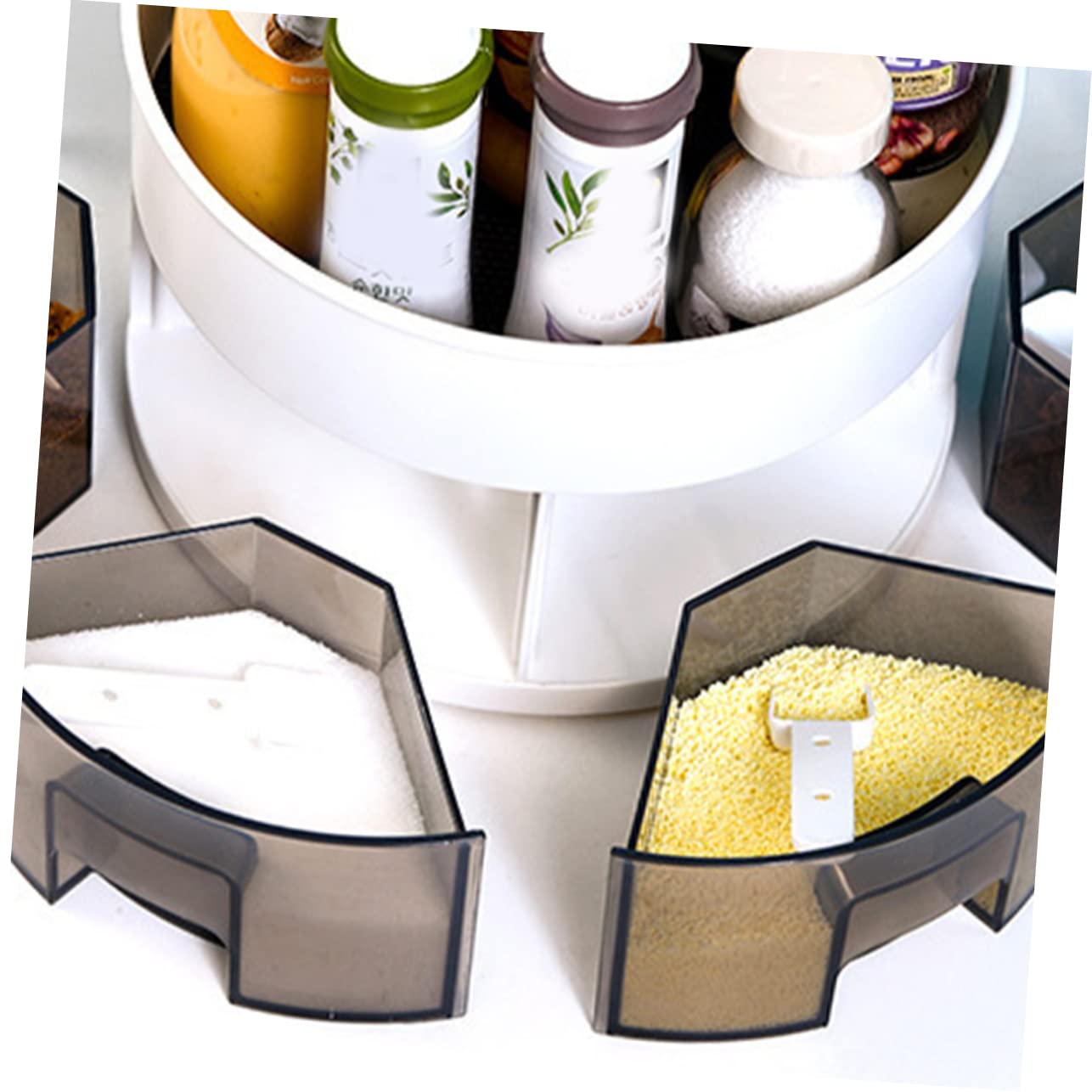 COLLBATH Bandeja Giratoria de Doble Capa para Condimentos de Cocina | Pp y Hips, Gran Capacidad, Acabado Decorativo y Fabricación Fina, Diseño Simple y Fresco