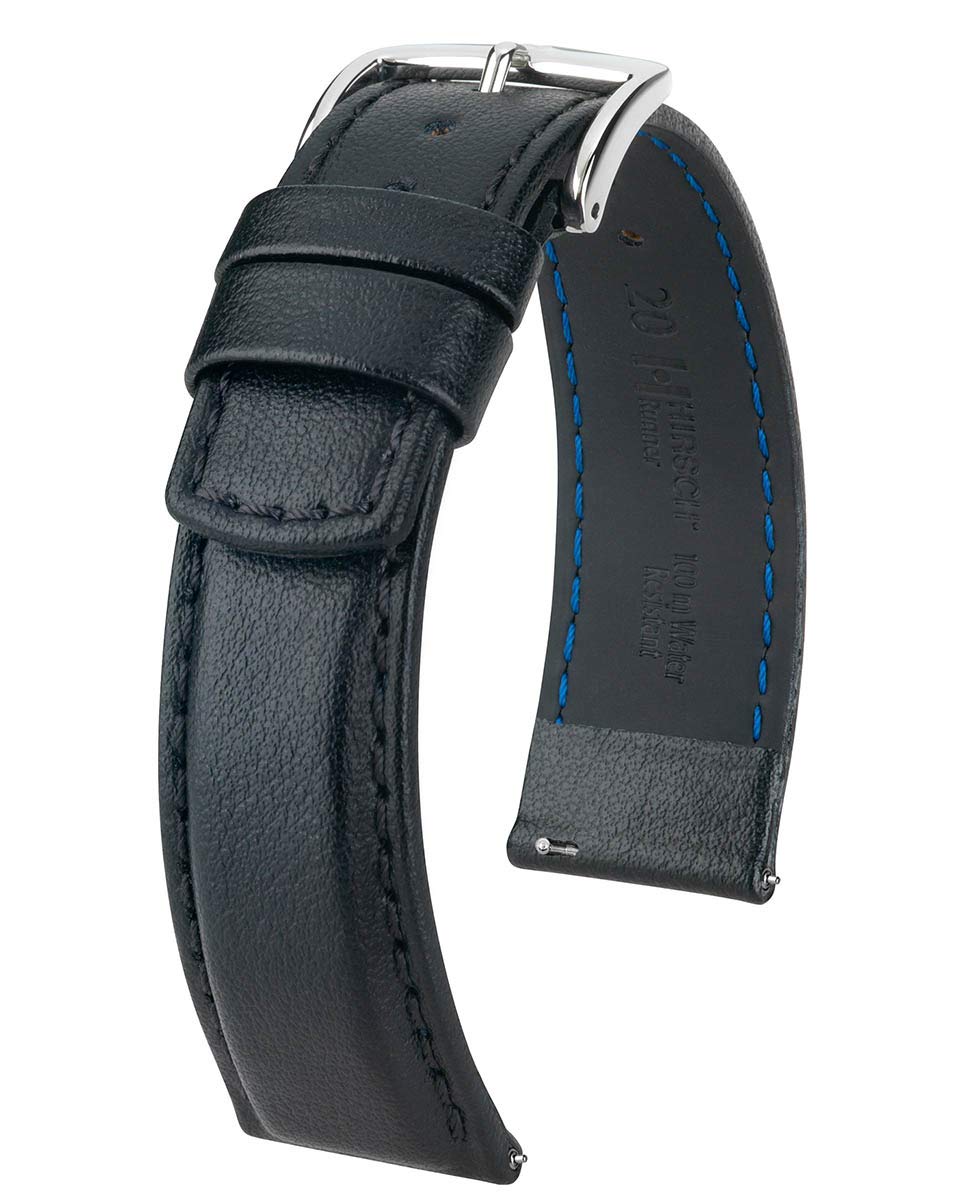 HIRSCH HHirsch Runner Calf Leather Watch Strap - Water Resistant - 18mm, 20mm, 21mm, 22mm, 24mm - Length - Attachment/Buckle Width - Quick Release Watch Band
