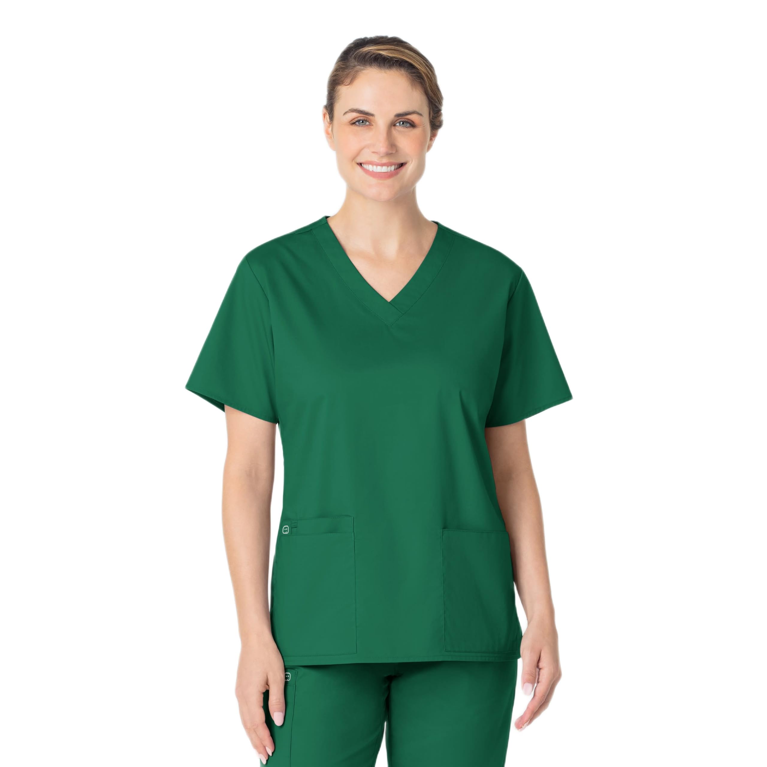 WonderWink Women's Plus-Size Wonderwork V-Neck Scrub Top, Hunter, 3X-Large