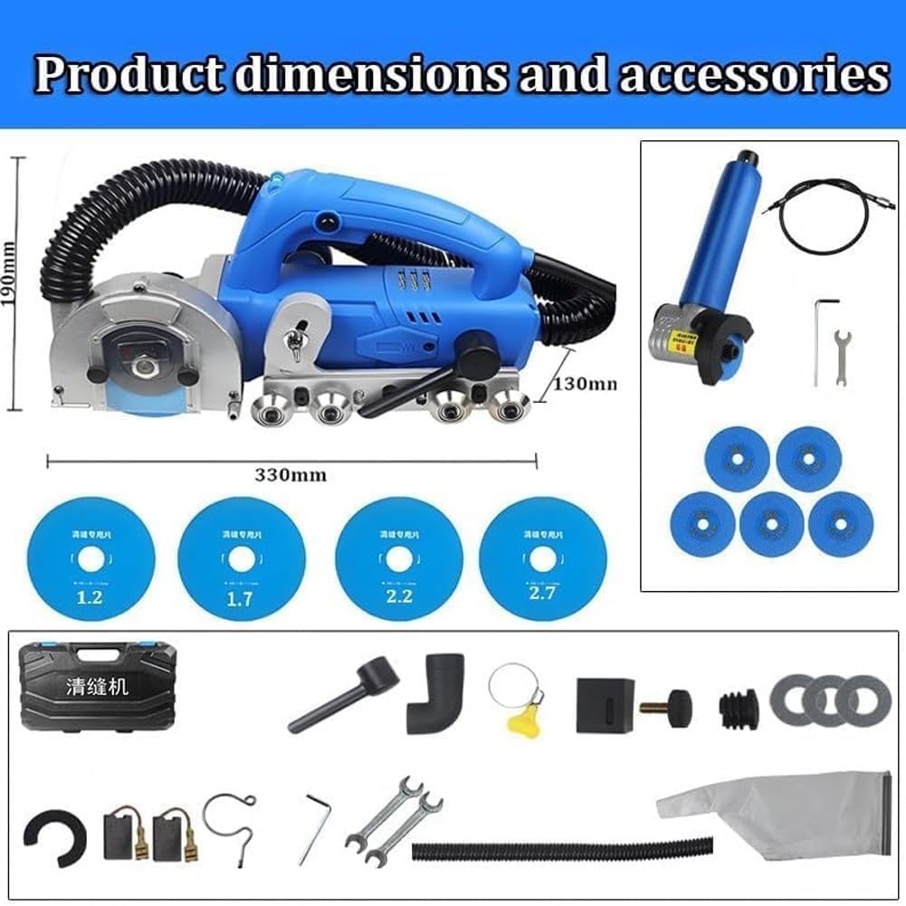 Máquina De Limpieza De Juntas De Azulejos De 1200 W, 9000 Rpm, Herramienta De Ranurado De Espacios De Azulejos Con Bolsa For El Polvo, Limpiador Eléctrico Doméstico For Paredes De Pisos