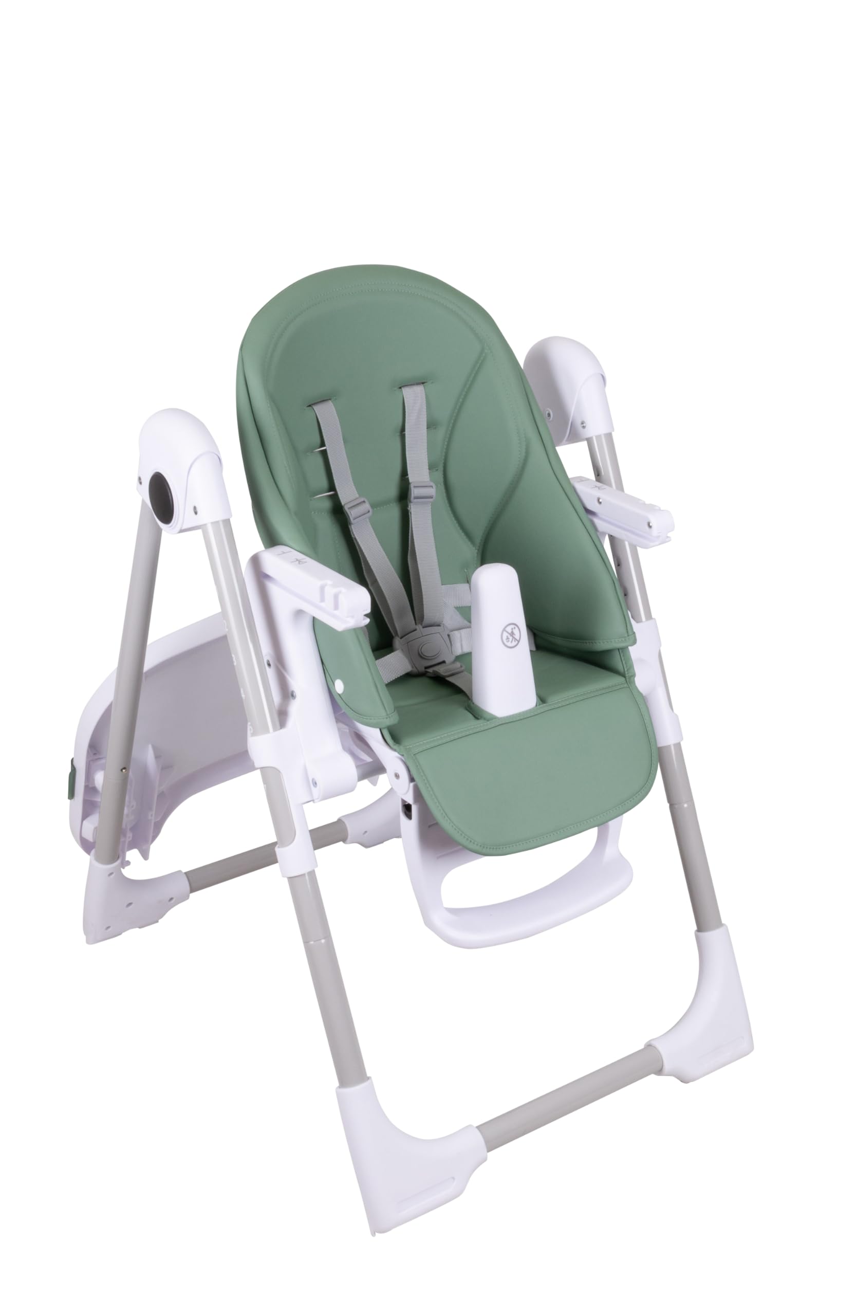 TORAL Trona Evolutiva Bebé - Plegable, Reclinable y Segura - Ajustable en Altura y con Reposapiés - Bandeja Extraíble y Fácil de Limpiar - Portátil, Color Verde