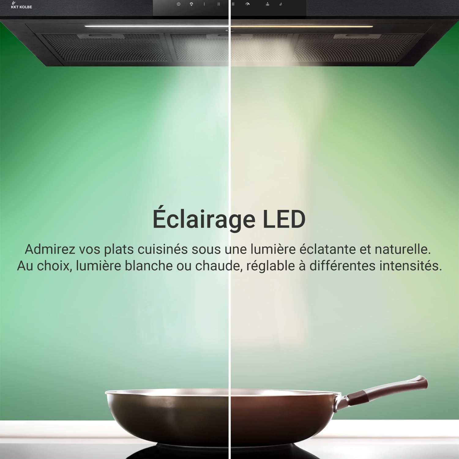 KKT KOLBE Hotte murale 90 cm A+++ | 754 m³/h recyclage ou évacuation | mode automatique | noir verre | arrêt différé | éclairage LED bi-couleur | commande tactile | SHAPE9005S