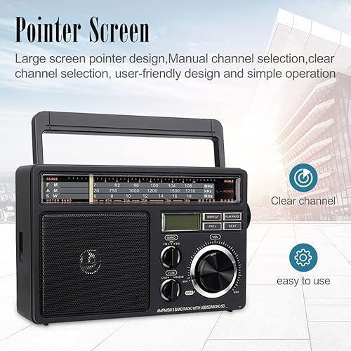 Miniatura 2 de DLOETT - Radio portátil con reproductor de MP3 digital, soporte USB de volumen fuerte, altavoz grande para el hogar