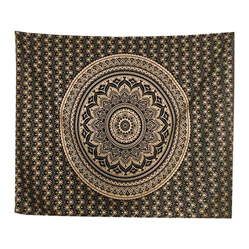 QuanCheng Popular Indian Hippie Mandala BlueTapestry Multi-Purpose Decorative Wall Hanging,Wall Tapestry (59W×59L, Coffee)