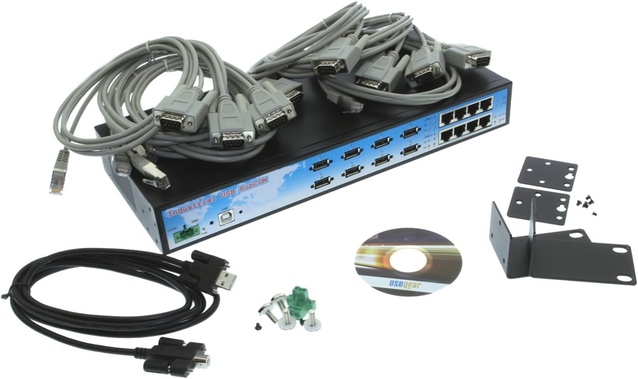 Coolgear Rack Mountable USB 2.0 to Octal RS-232 Wide Temp Serial Hub