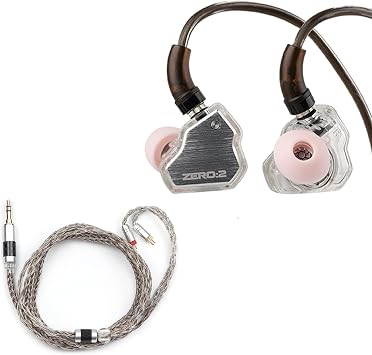Linsoul 7Hz x Crinacle Zero2 in Ear MonitorSilver + Tripowin Zonie IEM Cable2pin-0.78mm, 3.5mm, Grey