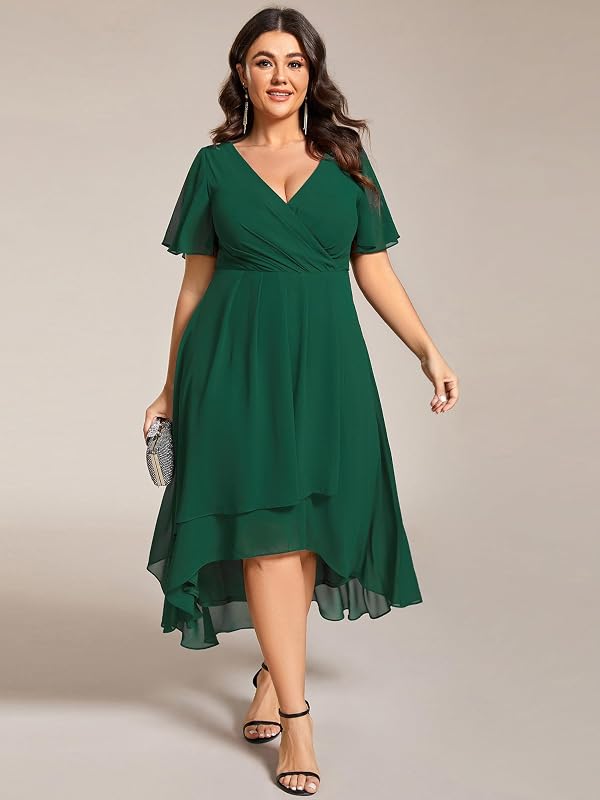 Ever-Pretty Plus Women's Formal Wedding Guest Dress for Curvy Women Chiffon A-Line Plus Size Cocktail Party Dresses Dark Green US22 by Ever-Pretty Plus - Used condition - Image 7