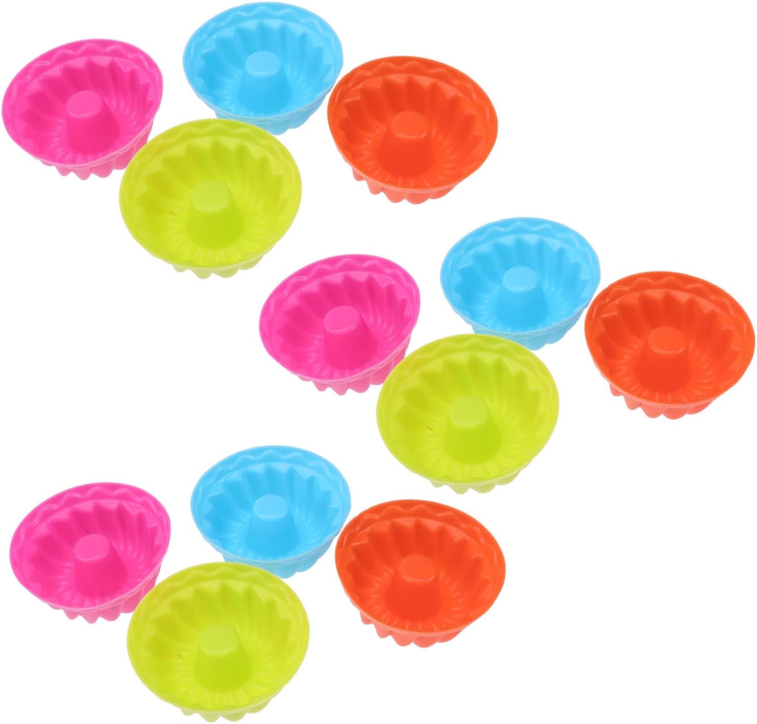 12 Piece Silicone round Cake Baking Mold Set for Chiffon Desserts