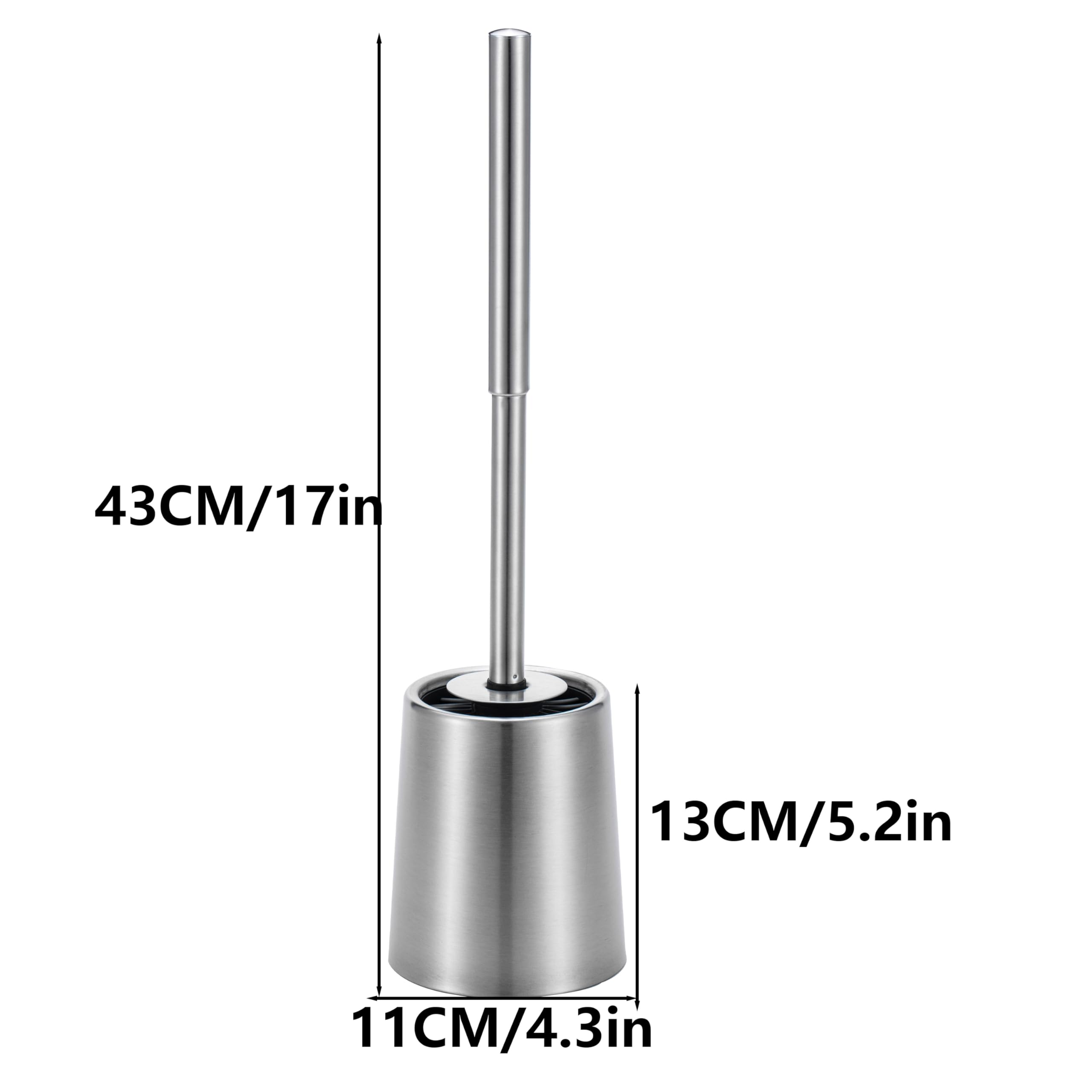 Smartbin SUS304 Stainless Steel oilet Brush and Holder Toilet Cleaning Brush Bathroom Brushes Toilet Brush and Holder Set Double Layer Holder Long Brush Handle High Density Silicone Head - Image 2