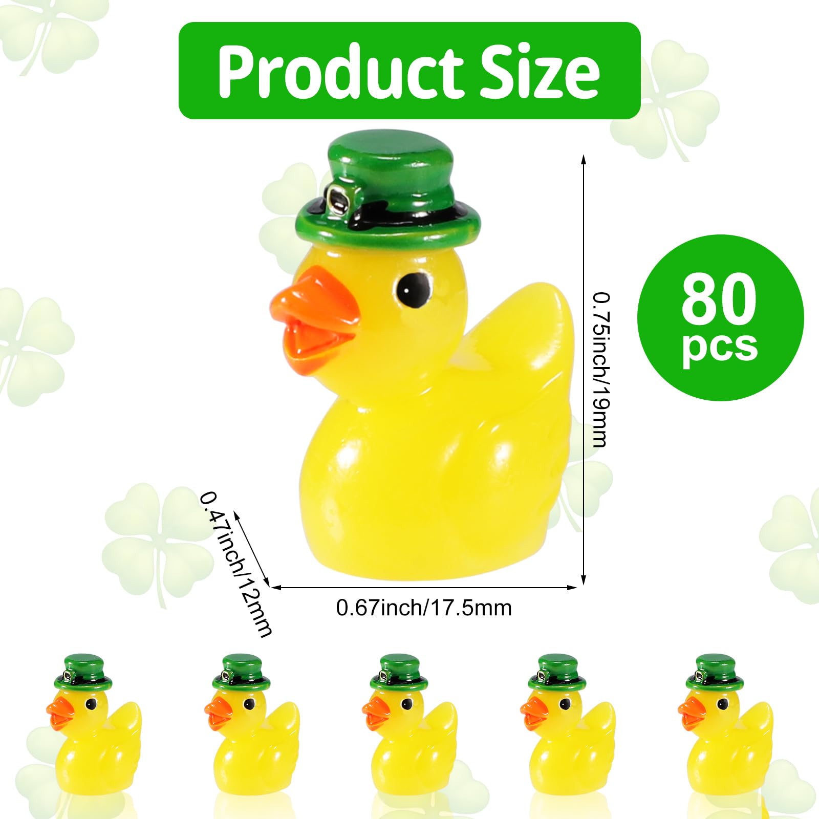 Lot De 100 Mini Canards En Résine – Trèfle Vert St Patrick – 16,5 Mm – Décoration, Dollhouse, Jardin