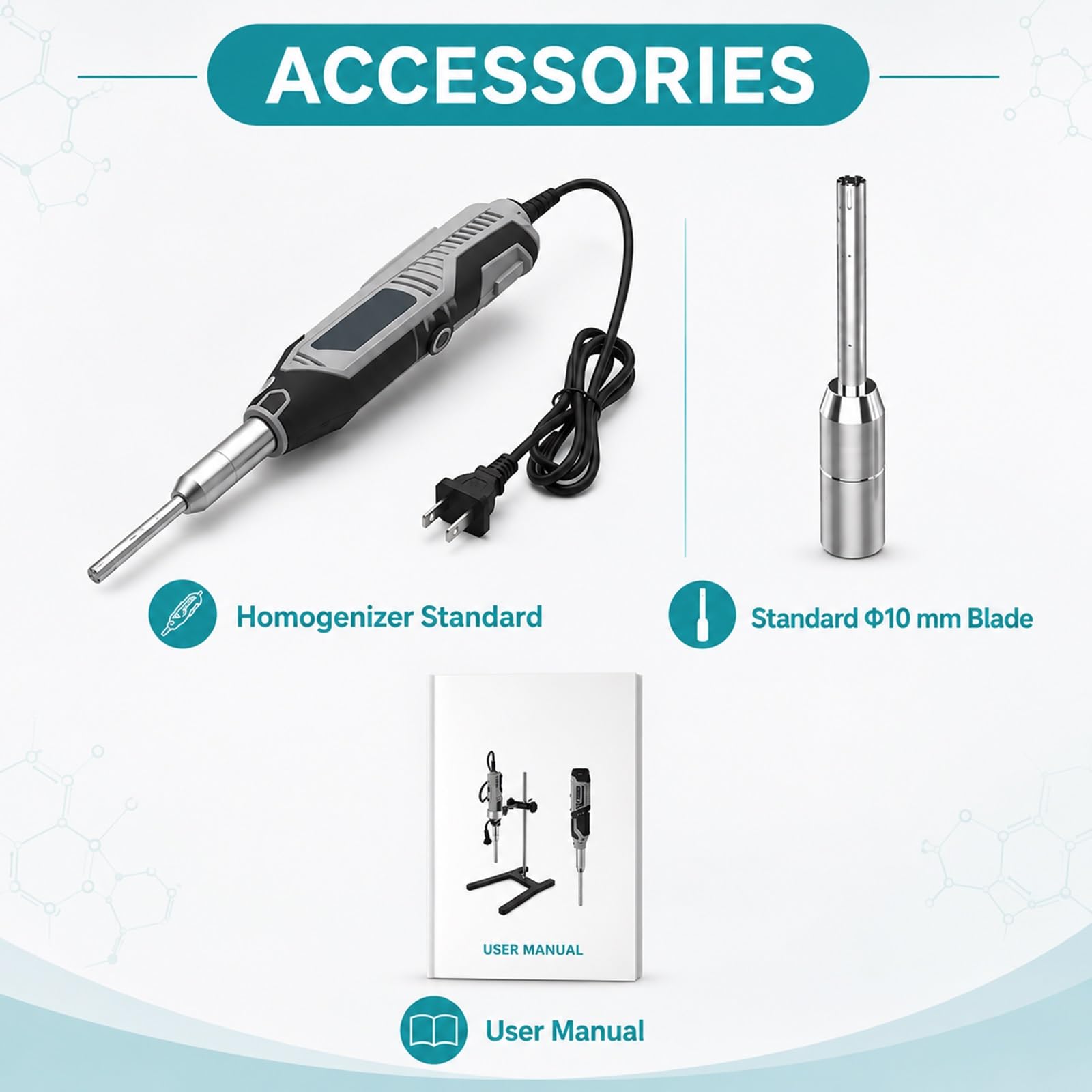 Homogeneizador De Tejidos De Laboratorio De Alta Velocidad, Máquina De Trituración Celular De 0,5 A 250Ml, 6 Velocidades Ajustables (5000-35000RPM), Mezclador Dispersor Y Emulsionador