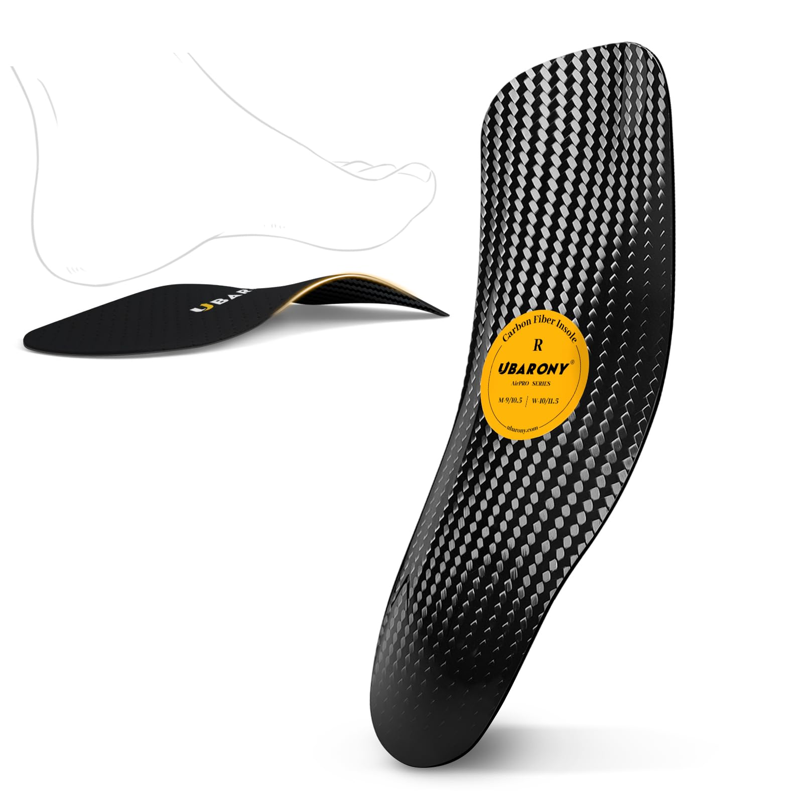 Arch Support Inserts for Men Women, 3/4 Carbon Fiber Heavy Duty Orthotic Shoe Insoles for Plantar Fasciitis Relief, Heel Pain, Overpronation Caused by