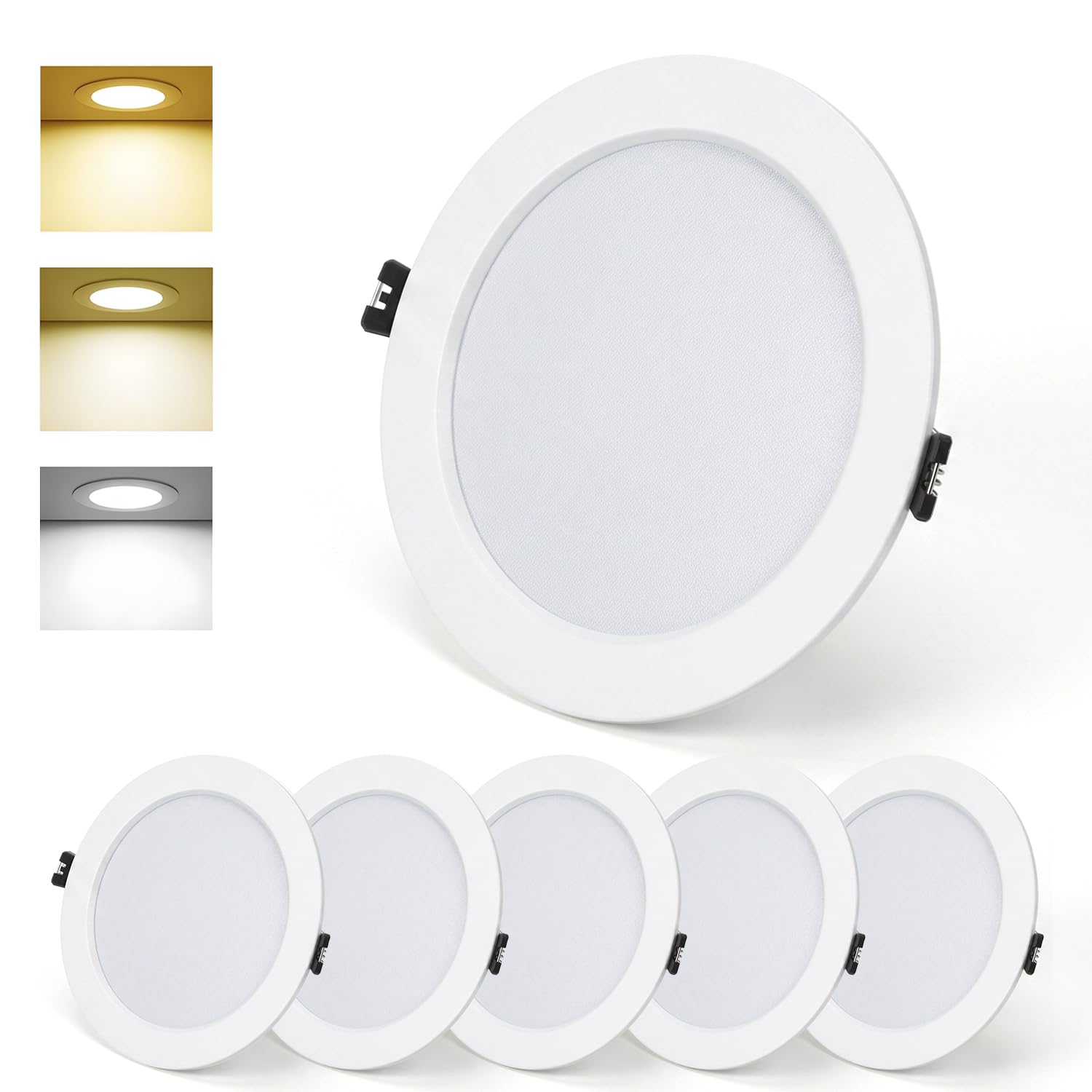 6x Spot LED Encastrable 16W 230V plat, Spot Salle de Bain 3000K/4000K/6000K
