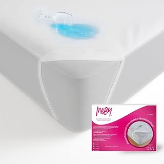 MEBY 90 x 200 cm Waterproof Mattress Cover, Breathable Cotton Mattress Protector Mattress protector waterproof, moisture protection. Elastic, without crackling. With 4 corner rubber (90 x 200 cm)
