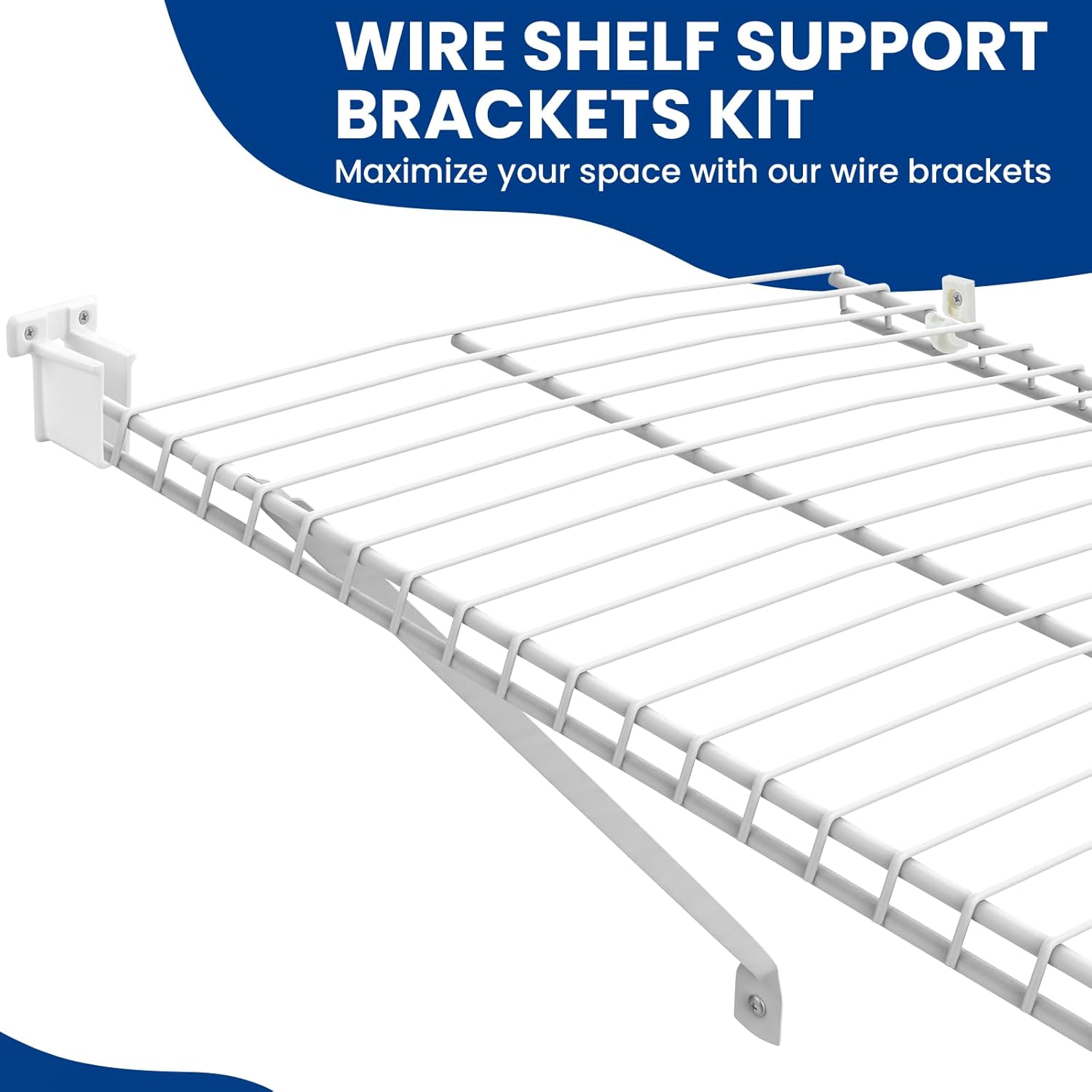 12 Inch Wire Shelf Support Brackets Kit, Includes 12 Wire Shelf Clips and 4 End Brackets, 24 Screws and 24 Expansion Tubes for Support Shelves, Closet, Wardrobe, Ledge Installation