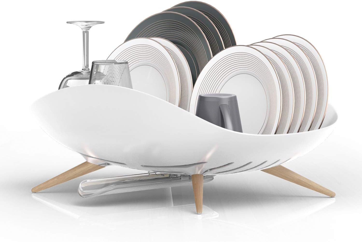 carrotez Dish Drying Rack, Dish Rack, Dish Drainer with Swivel Spout for Kitchen Counter, Easy Installation, Durable, Rustproof, White
