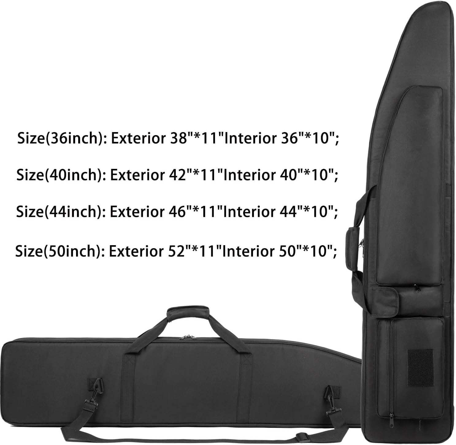 Double Rifle Case, 36 40 44 50Inch Soft Shotgun Case With Multiple Magazine Holder Pouches Accessory Bags.