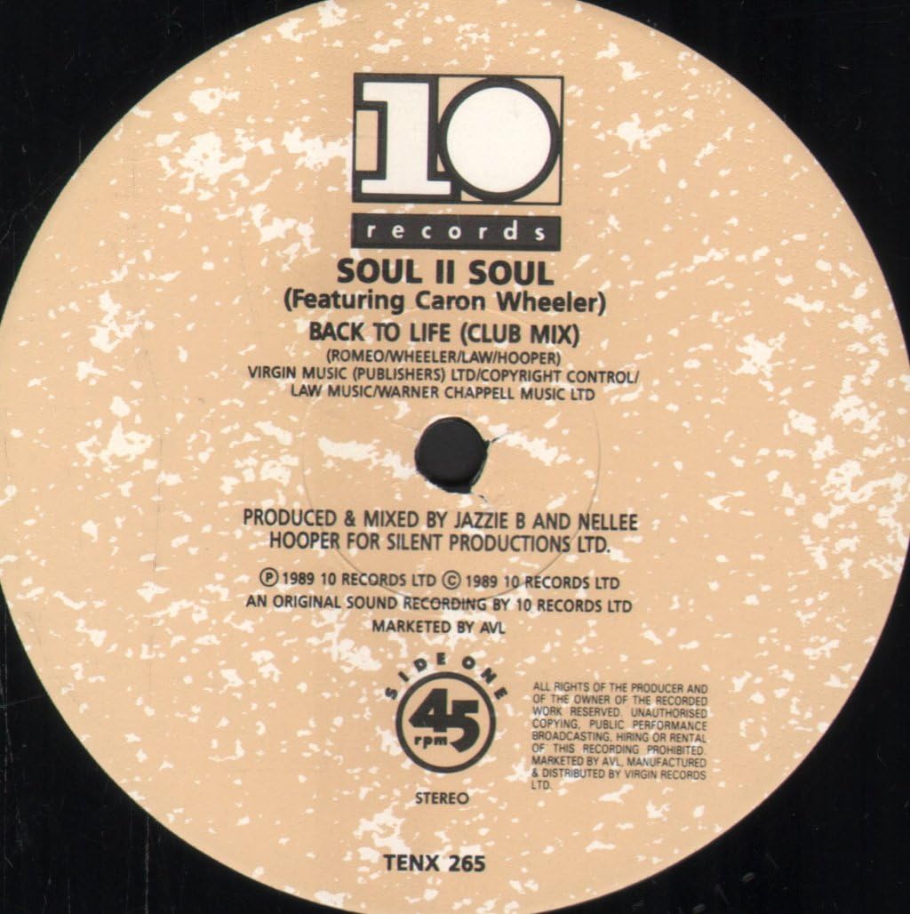 BACK TO LIFE 12 INCH (12" VINYL SINGLE) UK 10 1989