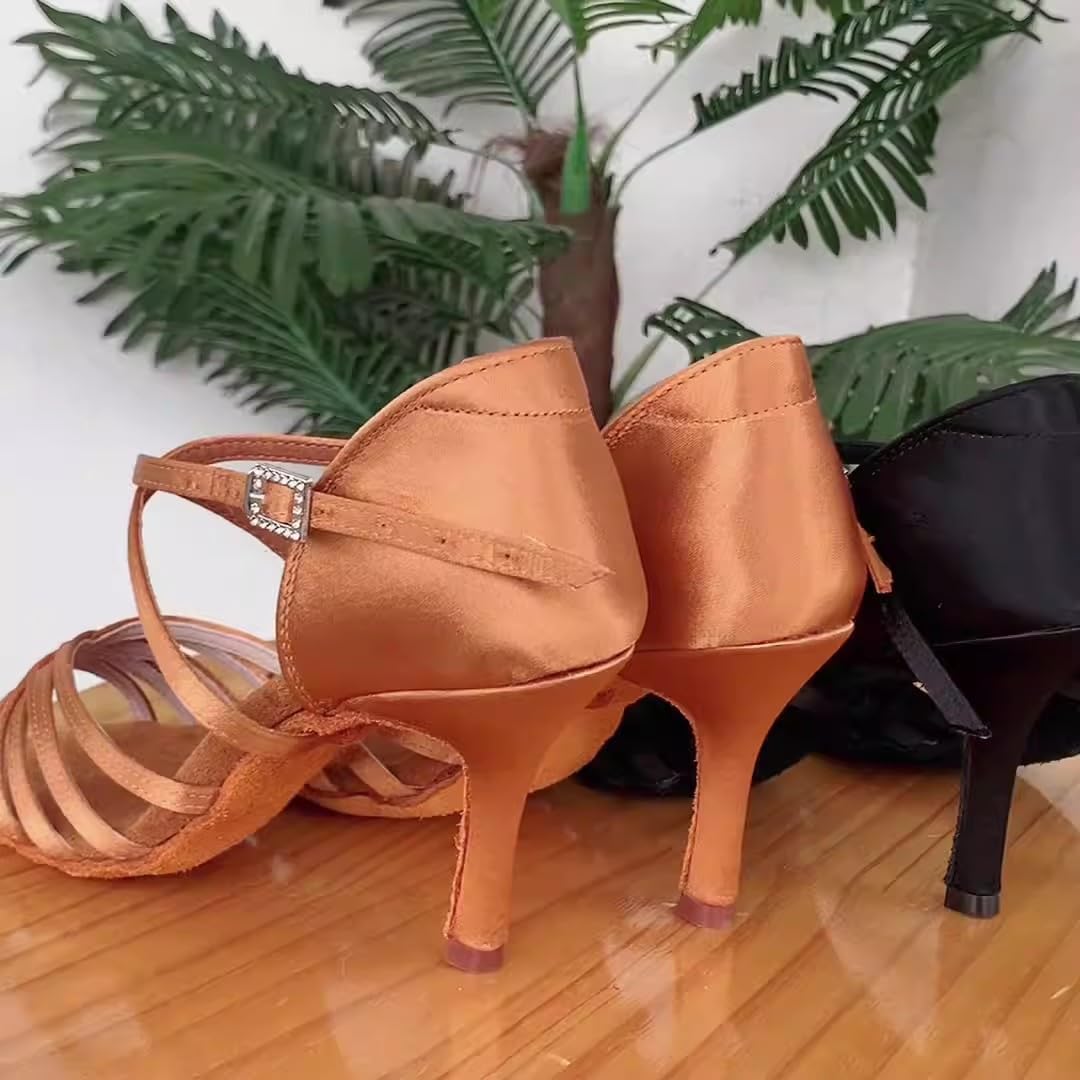 Hixingo Scarpe da Ballo Latino Donna Tacco 8.5CM, per Le Donne Tacchi Bassi per Salsa Jazz Ballroom,Sala da Ballo Partito, Salsa Danza Pratica Prestazioni Scarpe