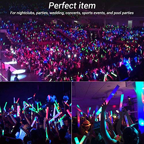 Taotuo Glow Stick Bulk 102PCS Led Foam Glow Sticks,Valentines Day Gifts Glow in The Dark Party Supplies with 3 Flashing Modes,Light up Foam Sticks for Wedding,Halloween, Christmas, Concerts, Birthday