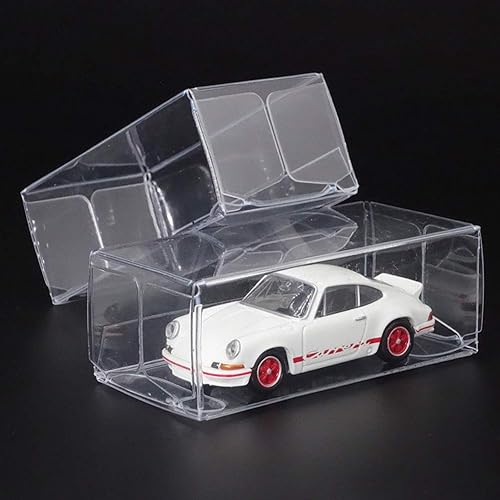 25 cajas rectangulares de plástico transparente de PVC para coche, modelo de vehículo a escala 1/64, cajas organizadoras de soporte