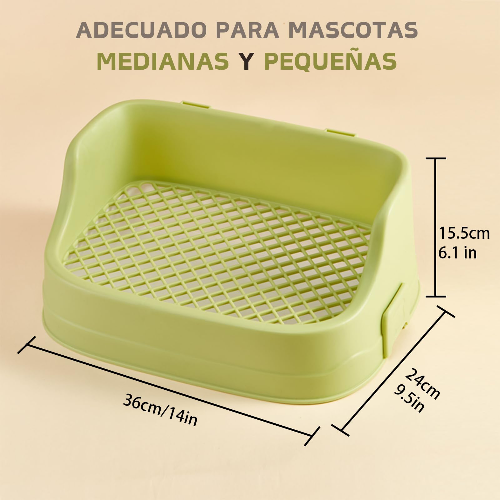 Esquinero Conejo, Mediano Inodoro de Plástico para Animales Pequeños Desmontable Arenero para Entrenador para Mascotas Conejos Cobayas Hámsters Chinchillas (Verde)