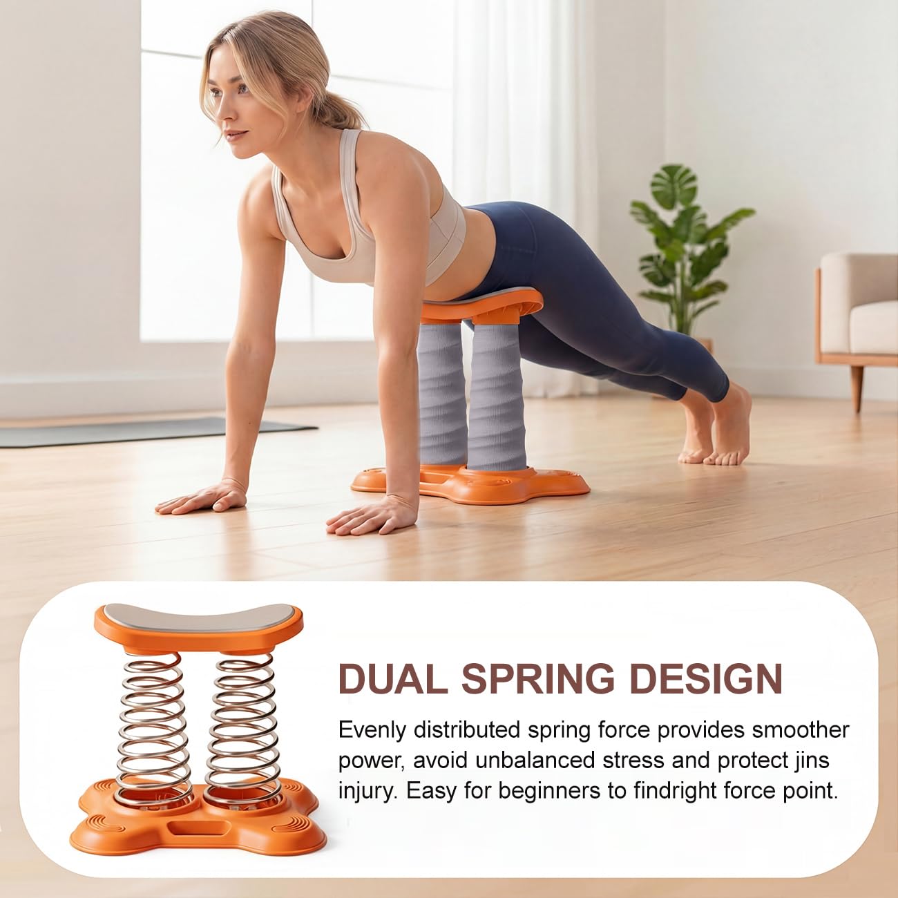 Push Up Assist A Doppia Molla per Allenamento A Casa, Push-Up Helper Orange,Double Spring