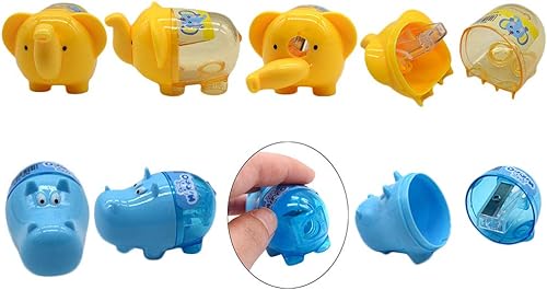 Miniatura 7 de Sacapuntas de animales de dibujos animados, lindo sacapuntas de plástico de dos agujeros, suministros de papelería para estudiantes escolares (juego