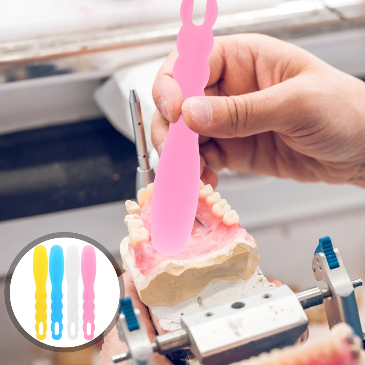 Espátulas dentales 19,5 cm resistentes al calor azul amarillo rosa blanco