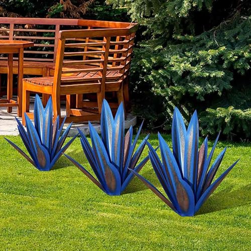 Tequila sculpture rustique en métal agave de 35cm pour déco extérieure