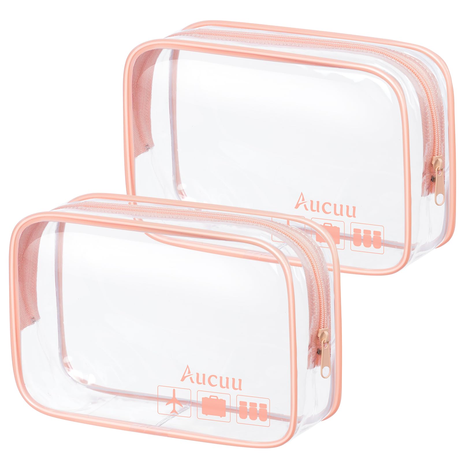 Aucuu Kulturtasche Transparent,Kosmetiktasche Durchsichtig, wasserdichte PVC-Reise-Waschtaschen, TSA-zugelassene Make-up-Taschen, für Familie, Männer un Frauen