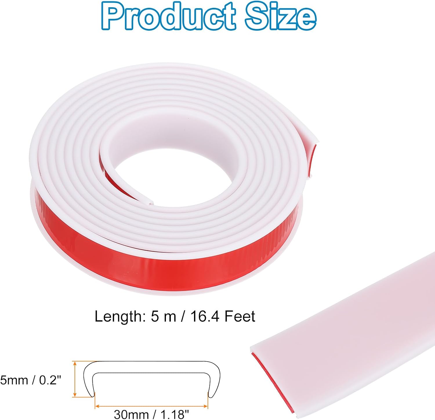 PATIKIL TPE U-Shape Edge Banding, 1-3/16 Inch x 16.4ft Self Adhesive Flexible Veneer Edging Trim Furniture Edge Protector for Shelf Cabinet Table Repair Restoration, White