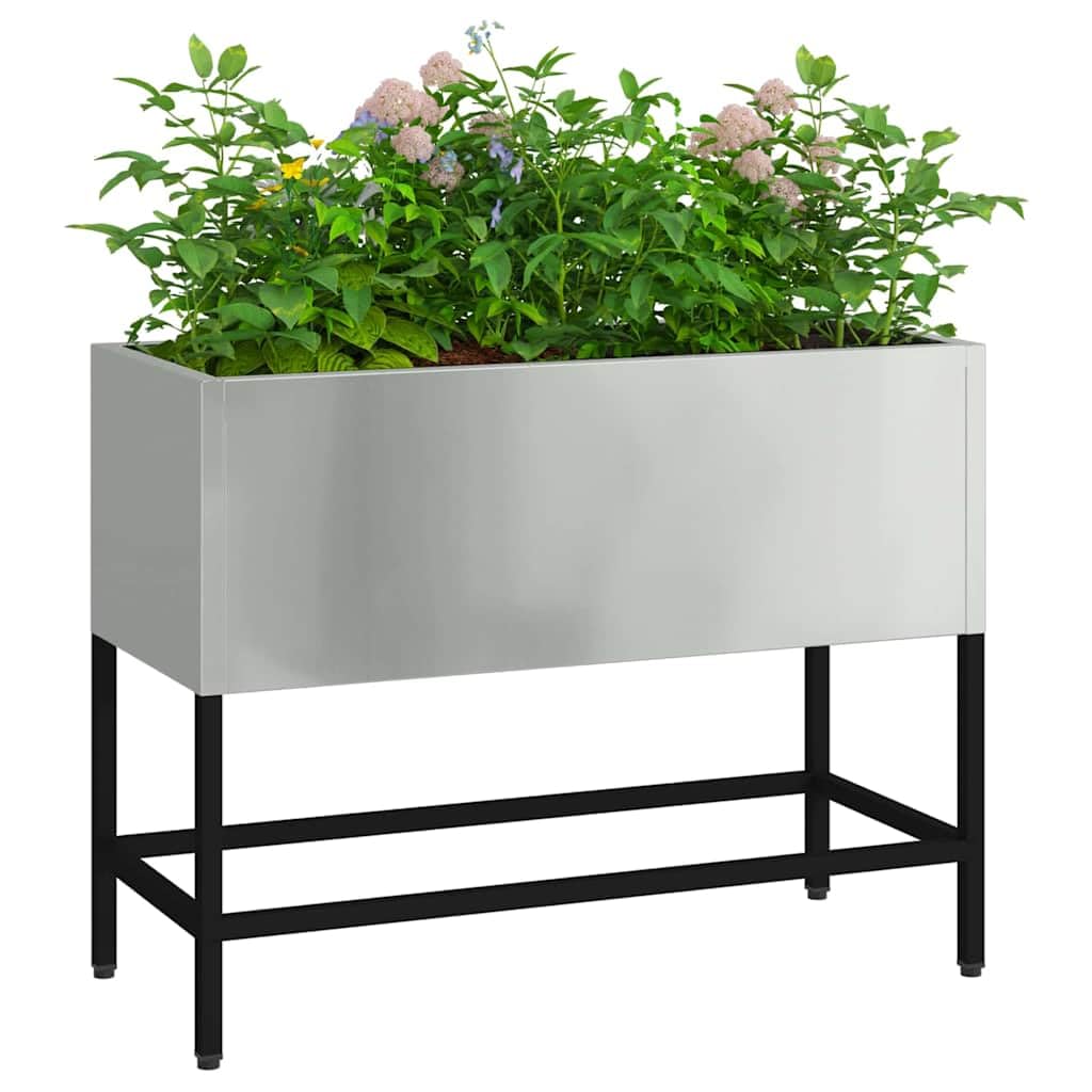 Vidaxl Galvanised Steel Raised Garden Planter Silver 60 X 26 X 45 Cm