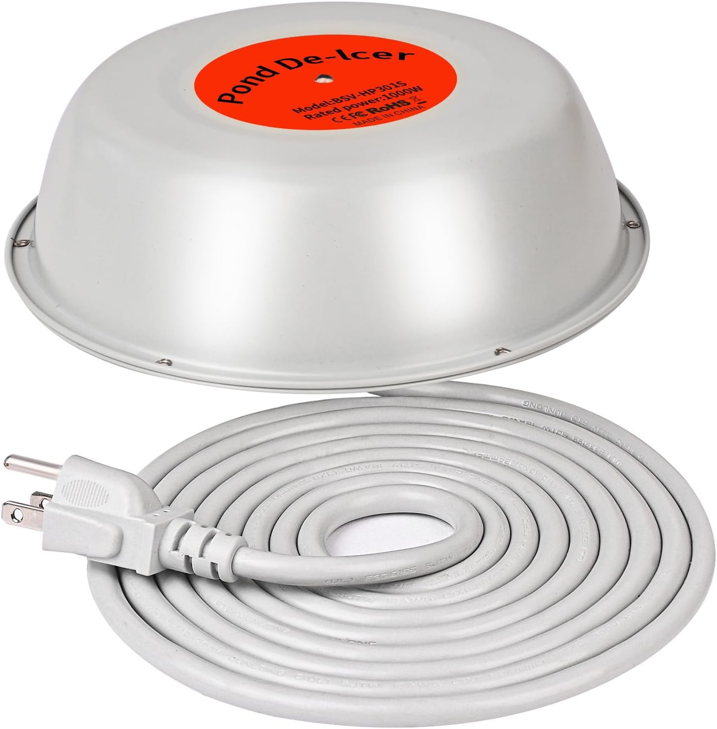 1000W Pond Heater for Outdoor Ponds with Fish, Floating Pond De-Icer with Thermostatic Control, Cast Aluminum Heater with 10 FT Cord for Winter Live Fish Oxygen Exchange