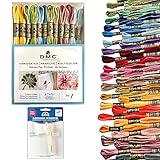 DMC Embroidery Floss,Variegated Embroidery Thread,36 Multicolor Cross Stitch Threads Bundle with Bobbin Winder,DMC Color Variations Hand Embroidery Yarn,Colorful String,Rainbow Cotton Variegated Pack