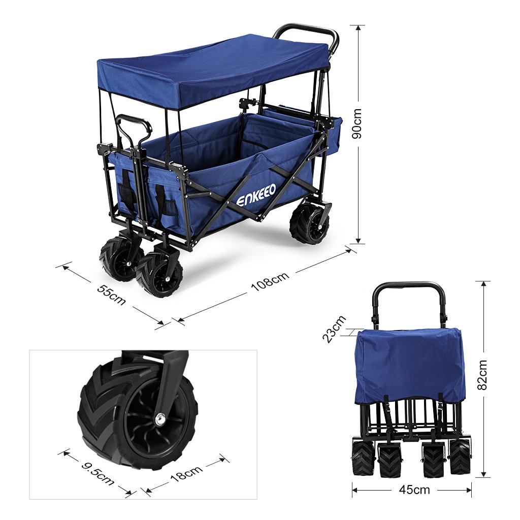 enkeeo  キャリーワゴン  容量122L  耐重量100kg  約95×55×95 Amazon | enkeeo キャリーワゴン 屋根付き 容量107L 耐荷重100kg 前と