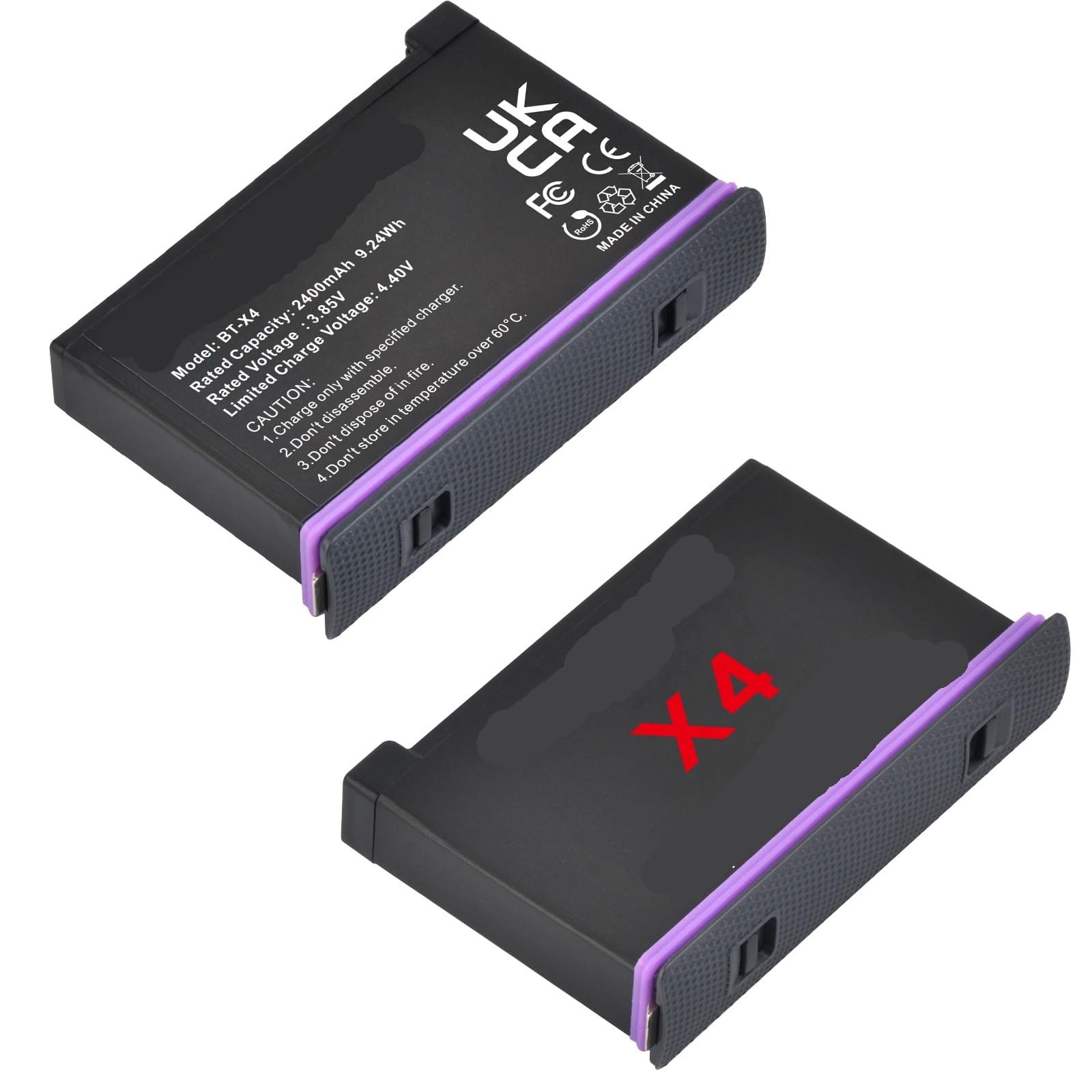 Chargeur Rapide à emplacements 2400mAh avec Accessoires de caméra d'action à Port de Type C(2PCS B)