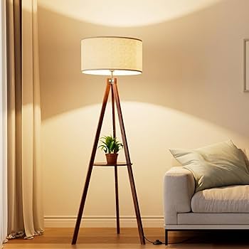 LEPOWER Tripod Floor Lamp, Mid Century Wood Standing Lamp