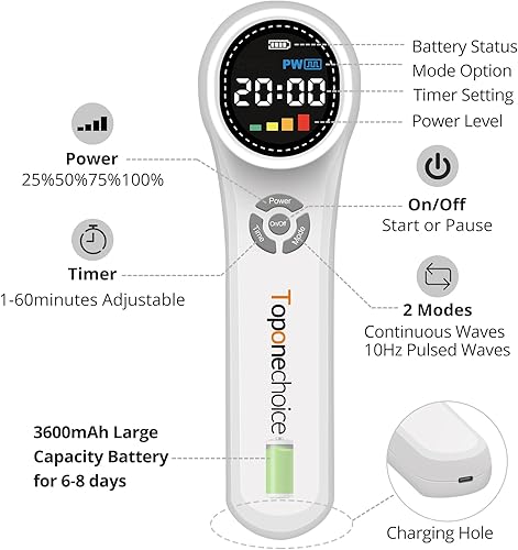 Miniatura 8 de Dispositivo de terapia de luz roja, 4x980nm+4x810nm+16x660nm, terapia de luz infrarroja cercana para humanos, cuerpo, mascotas, perros, caballos,