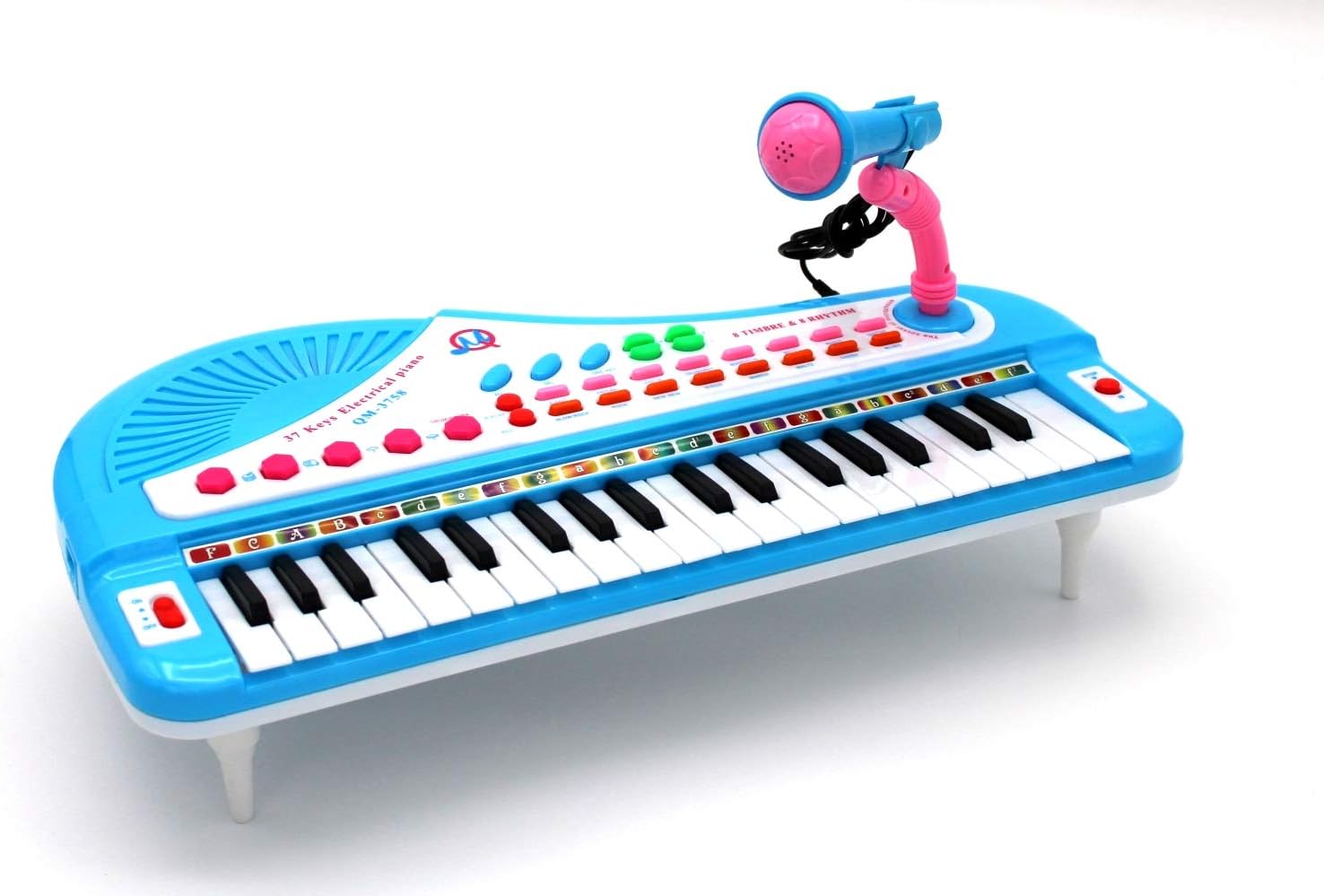 EASY FUTURE 37-Key Toy Keyboard Piano Electronic and Battery Piano Musical Instrument Child Kids Musical Toys Including Microphone NO:QM3758 (blue)