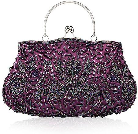 Simcat Bolso de mano grande con cuentas de lentejuelas y flores