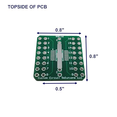 Miniatura 2 de Custom Circuit Solutions Módulo de PCB SMD a DIP Breakout, 16 pines, SOP (paso de 0.026 in) a cabezal adaptador DIP con resistor SMT integrado yo
