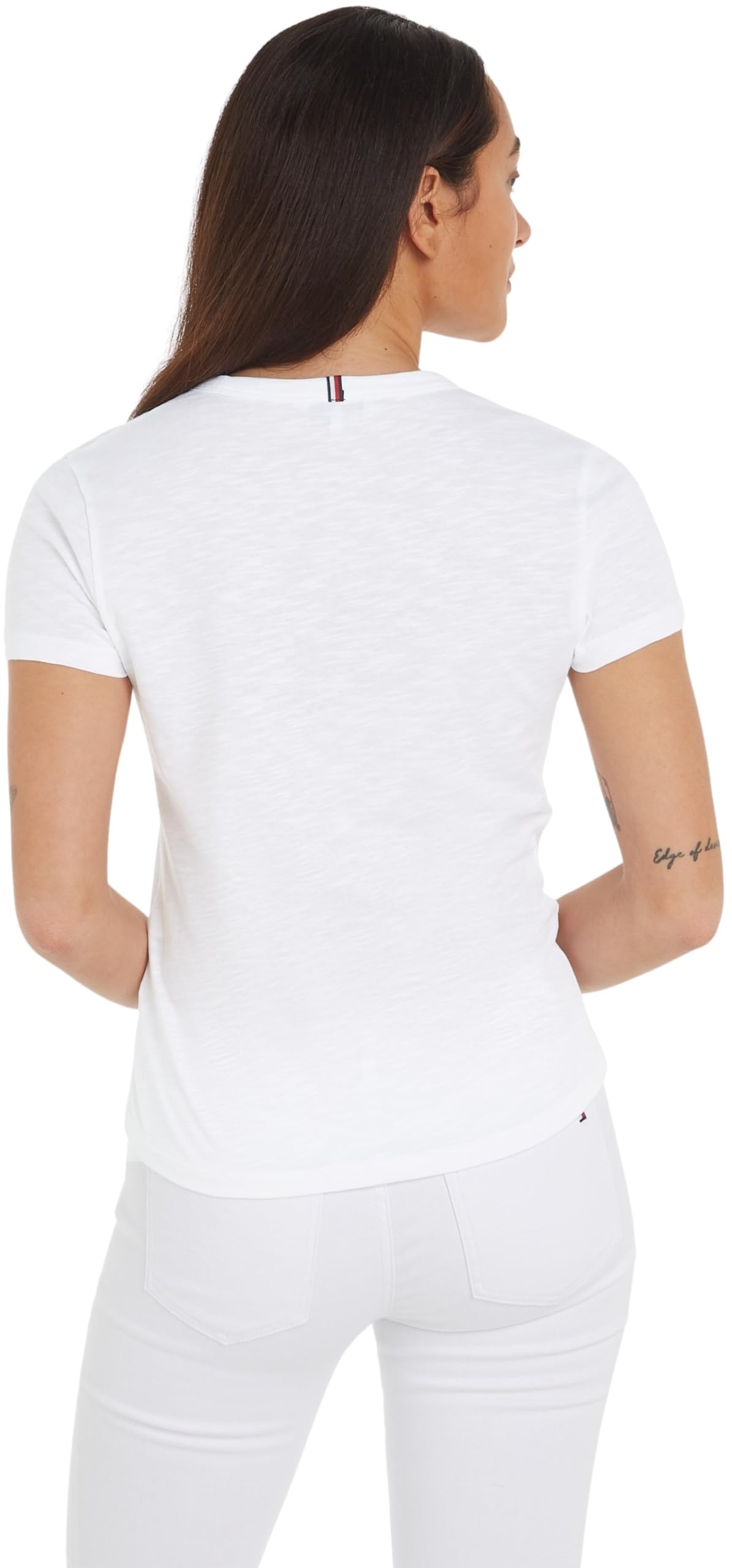 Tommy Hilfiger 1985 Slim Slub C-nk SS Ww0ww37857 Camisetas de Punto de Manga Corta Mujer