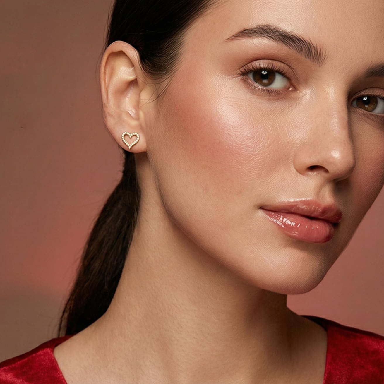 SLUYNZ Solid 925 Sterling Silver CZ Heart Earrings Stud for Women Teens Small Heart Stud Earrings Love - Image 3