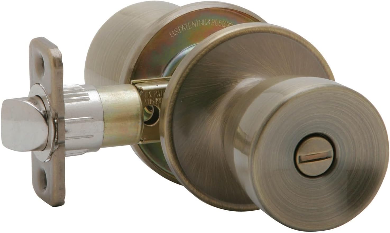 J-Series by Schlage Byron Door Knob with Standard Trim, Bed & Bath Privacy Lock, Bright Brass, J40 V BYR 605