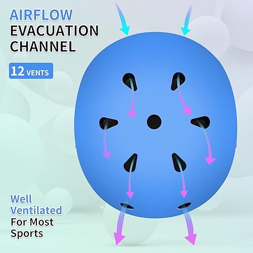 Miniatura 5 de Color Gradient Adjustable Bike Helmet with Knee Pad Elbow Pads Guards,Kids Toddler Boys Girls Child Skateboard Helmet and Pads for Kids