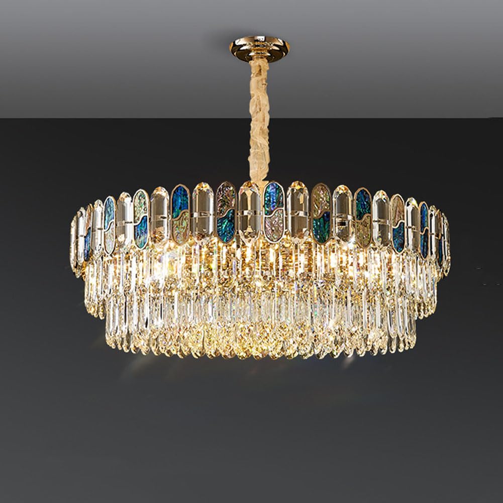 HXYSXHJUO E14 creative shell crystal chandelier, modern light luxury lamp, for living room dining study lighting,95cm